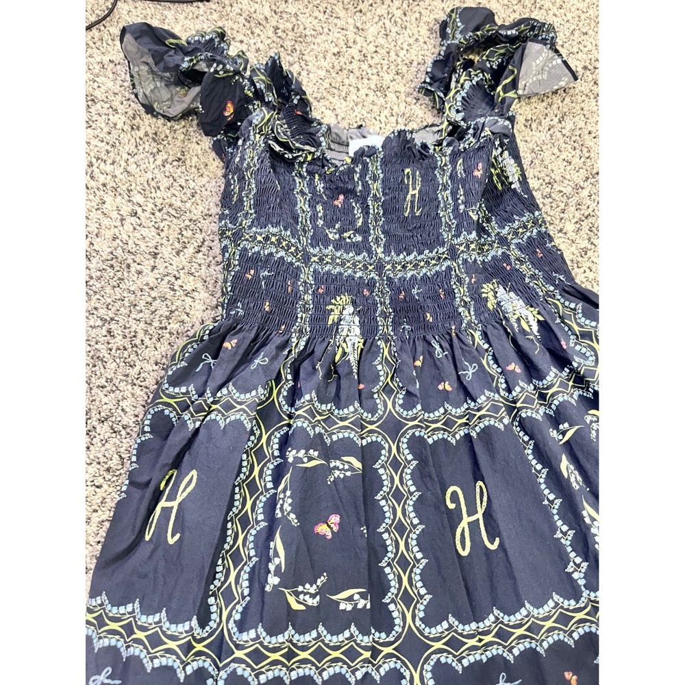 Hill House Home Ellie Nap Dress M Pastel Trellis Smocked Cotton Midi Dress - Picture 3 of 12
